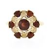 Image 4 : Vintage 10k Yellow Gold 1.65 ctw Round Brilliant Cut Garnet Cluster Platter Ring
