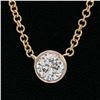Image 4 : NEW 14k Rose Gold 0.15 ctw Round Light Champagne Diamond Solitaire Pendant & Cha