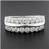 Image 2 : 14k White Gold 1.20 ctw Dual Row Round Diamond w/ Polished Center Wide Band Ring