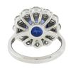 Image 8 : Platinum 6.42 ctw GIA Round Sapphire & Diamond Halo Low Profile Statement Ring