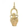 Image 3 : Vintage 14k Gold Textured Two-Handled Swinging Fragrance Jar Charm Pendant