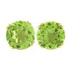 Image 1 : 14k Yellow Gold 4 ctw Round Brilliant Cut Dual Prong Green Peridot Stud Earrings