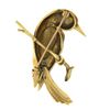 Image 3 : Vintage 18k Gold Multi Color Enamel Humming Bird Standing on Branch Pin Brooch