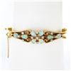 Image 1 : Vintage Retro 14K Yellow Gold Diamond Opal Open Butterfly Flower Bangle Bracelet