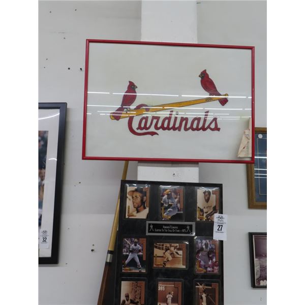 Roberto Clamente Memorabilia Plaque, Cardinal Framed Emblem