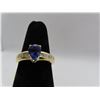 Image 4 : 14K YG Tanzanite and Diamond Ring w/One Pear Cut Tanzanite and 8 Square Cut