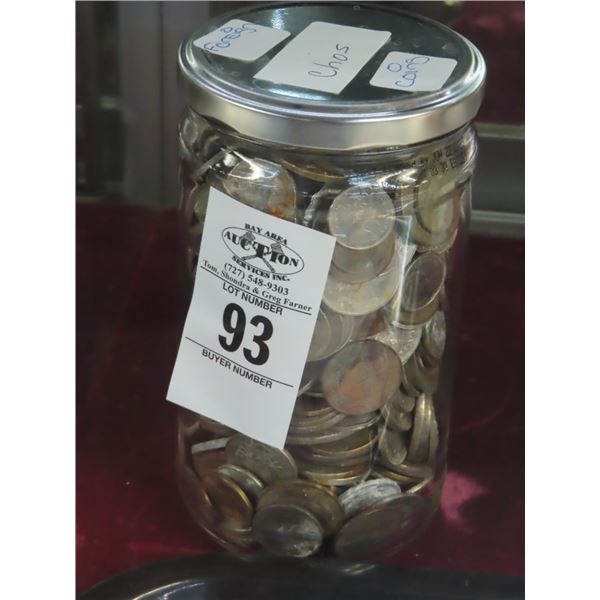 Jar w/Foreign Coins