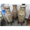 Image 1 : 3-40" Oriental Vase w/Mahogany Stand - 3 X $