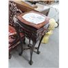 Image 1 : Carved Mahogany Claw Foot Pedestal w/Marble Inlay
