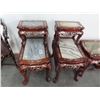 Image 1 : Oriental Carved Claw Foot Mop Marble Inlay End Tables - Pair