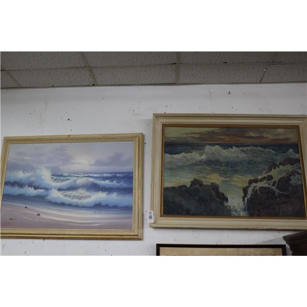 Framed Oil On Canvas/Board Seascapes - 2