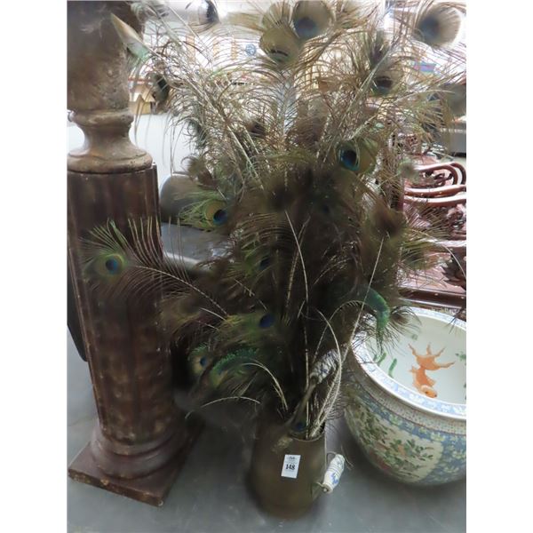 Copper Watercan w/Peacock Feathers