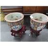 Image 1 : Small Oriental Fishbowls w/Mahogany Stands - 2