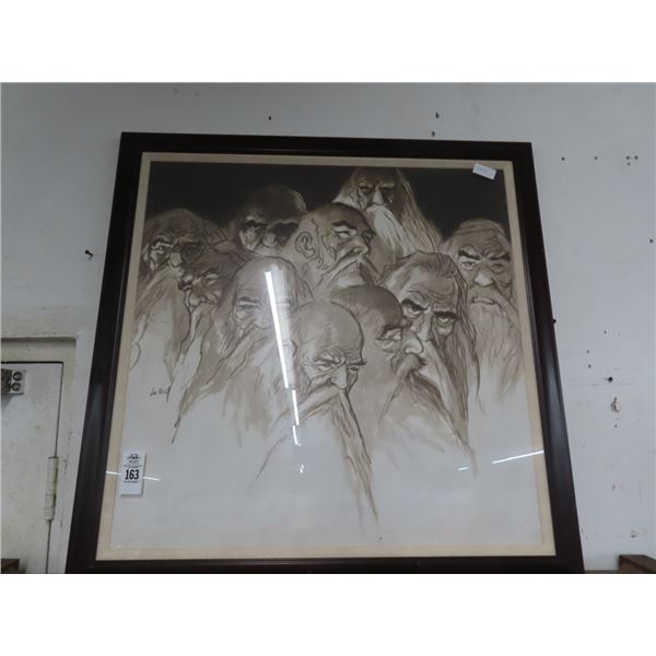Framed Art Bearded Men Signed Welt - 36 X 36