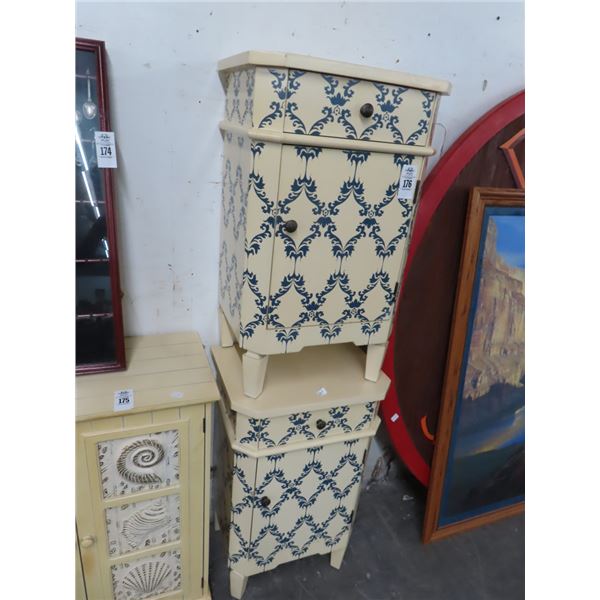Painted End Table Cabinet - Pair