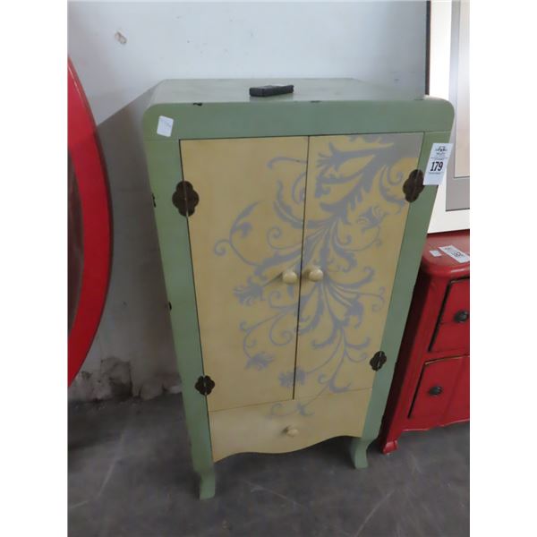 Green Painted Footed Cabinet
