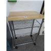 Image 1 : Oak Cut Board Top Wine Bottle Cart