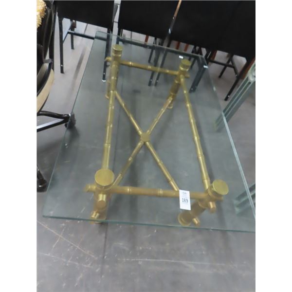 Painted Bamboo Style Glass Top Coffee Table