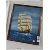 Image 1 : Framed Oil On Canvas Tall Ship Wall Art - 15  X  20