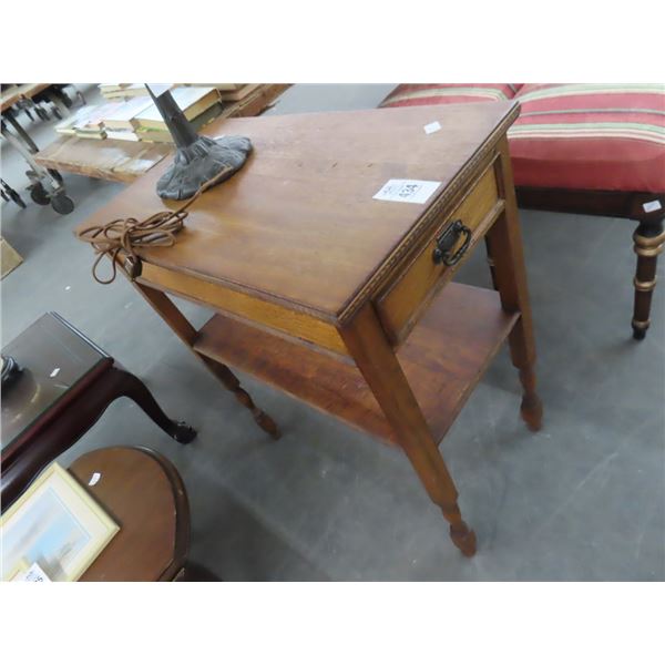 Mahogany End Table w/Drawer and Undershelf