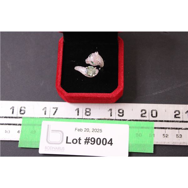 ^ 2 Ct GRA Certified Round Brilliant But Moissanite Stone VVS Green Color w/Two Marquise Shaped Cubi