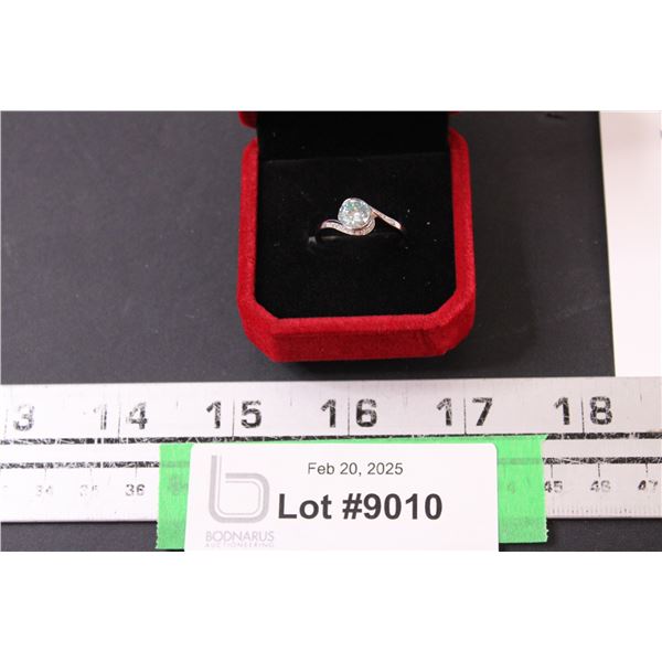^ 1 Ct GRA Certified Round Brilliant Cut Moissanite Stone VVS Blue Color Bezel Set w/11 Round Brilli