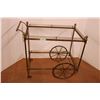 Image 1 : * Antique Brass Tea Cart - Missing Glass Shelves - 35" x 19" x 34" - Some Wear