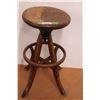 Image 1 : * Antique Oak & Cast Iron Swivel Stool - Some Wear - 14.5" x 27"