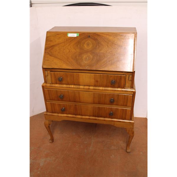 * Vintage Queen Anne Style Secretary Desk - Some Wear - 32.5" x 42" x 18"