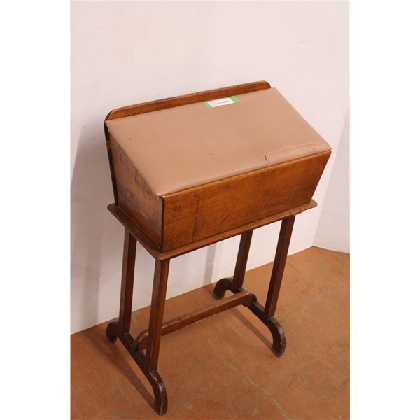 * Vintage Wooden Standing Sewing Box - 29" x 19" x 13" - Some Wear