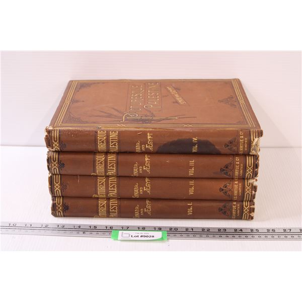 (4) Antique Picturesque Palestine Four Volume Book Set - Fragile Bindings