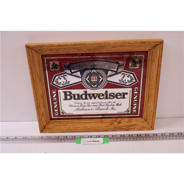 Budweiser Mirrored Advertisement Framed Sign - 14.5" x 11.5"