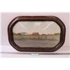 Image 1 : Vintage Convex Framed Rural Farm Scene - Some Wear, As Pictured - 23" x 15"