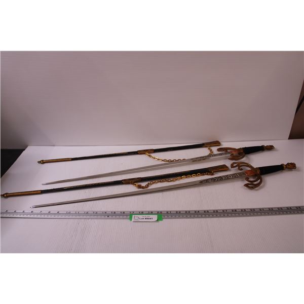(2) Swords w/Sheaths - Made in Spain - Hilt to Tip: 34" Long, w/35" Sheath