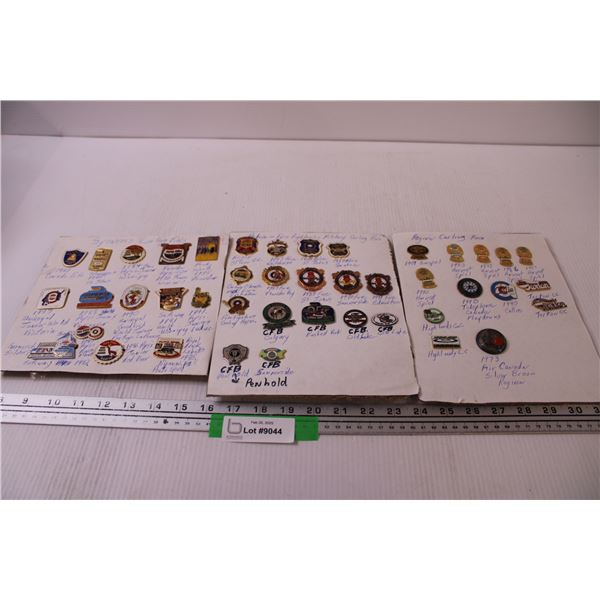(3) Collector Pins Boards: Police, Firefighters, Curling, Misc.
