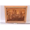 Image 1 : Wood Carved Threshing Machine Picture in Frame by Kim Murray - 19" x 15"
