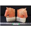 Image 1 : (2) Alabaster Stone Horse Head Book Ends - 8" x 5.5"