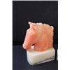 Image 2 : (2) Alabaster Stone Horse Head Book Ends - 8" x 5.5"