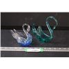 Image 1 : (2) Alta Glass Swans - 6" Tall & 5" Tall