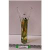 Image 1 : Green & Gold Woman Blown Art Glass - 11" Tall
