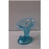 Image 2 : (2) Hobnail Blue Art Glass Cornucopia - 4" Tall