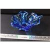 Image 1 : Blue Art Glass Bowl - 3.5" x 8"