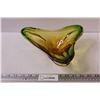 Image 1 : Murano Amber & Green Art Glass Bowl - 3.5" x 10"