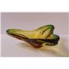 Image 2 : Murano Amber & Green Art Glass Bowl - 3.5" x 10"