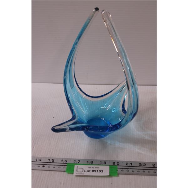 Blue Art Glass Bowl - 12" x 10"