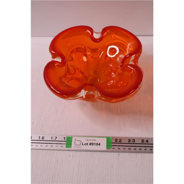Orange Art Glass Bowl - 8" x 4"