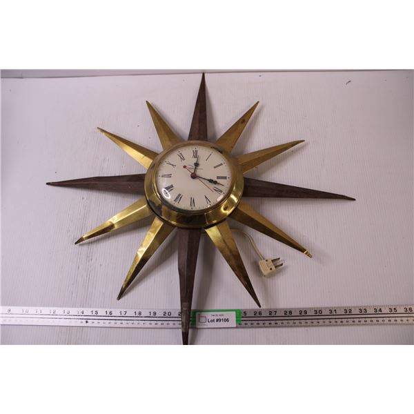 MCM Ingram Starburst Electric Clock - As Is, Some Wear - 24" Diameter