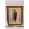 Image 1 : World War Two Era Picture of Soldier in Dress Uniform in Frame - 10" x 13"