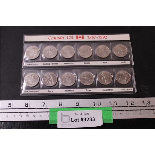Royal Canadian Mint 1992 Provincial Twenty Five Cent Coins Set
