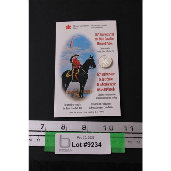 Royal Canadian Mint 125 Anniversary RCMP Silver Coin Collector Pin